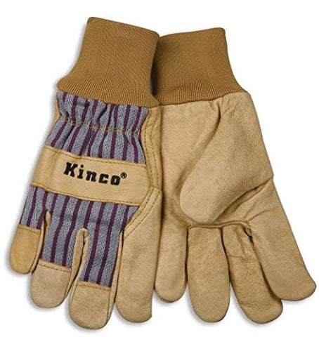KINCO 1917KW-XL Men's Unlined Grain Pigskin Gloves, Knit Wrist, X-Large, Golden