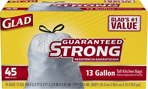 Glad Tall DrawstringTrash Bags - 13 Gallon - 45 Count (Packaging May Vary)