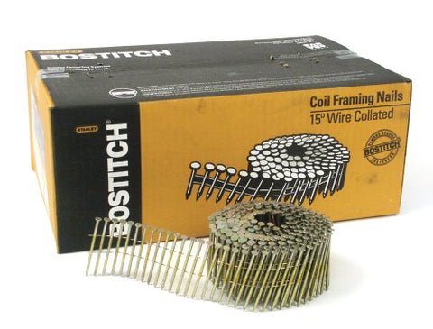 BOSTITCH C8P99DG Thickcoat Round Head 2-1/2-Inch by .099-Inch 15 Degree Coil Framing Nail (3,600 per Box)