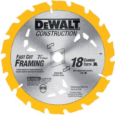 DeWalt DW3192 7-1/4" 18 Teeth Finishing Carbide Saw Blade
