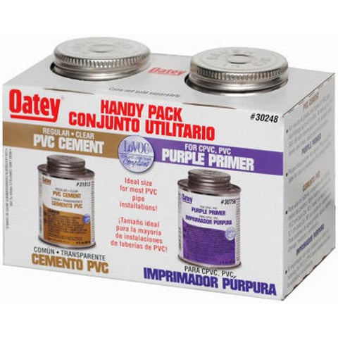 Oatey 30246 PVC Regular Cement and 4-Ounce  NSF Purple Primer Handy Pack