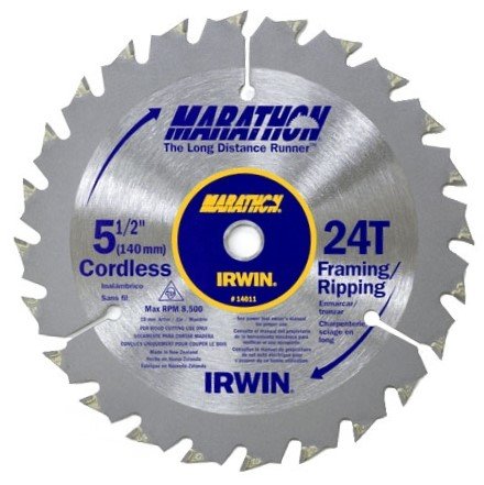 2 Pack Irwin 14011 Marathon 5-1/2" x 24-Tooth Cordless Circular Saw Blades