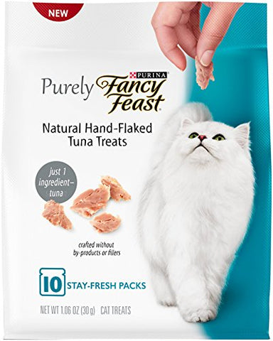 Purely Fancy Feast Natural Hand-Selected Flaked Tuna Entree Cat Treat - (5 Packs of 10) 1.06-Ounce Pouches