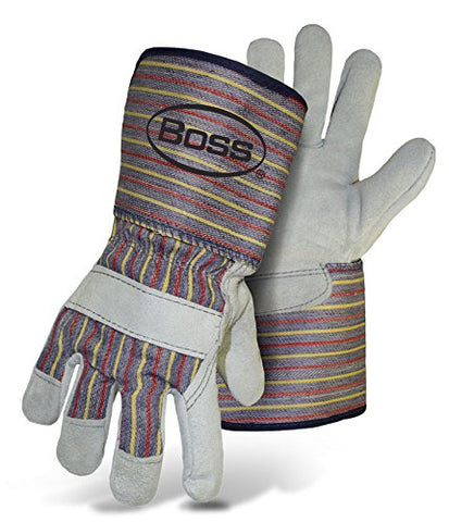Boss Gloves 4046 Cowhide Leather Palm Glove with Gauntlet Cuff, Large