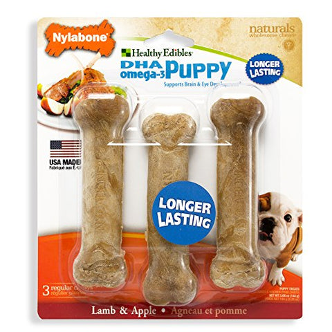 Nylabone Healthy Edibles Puppy Chew Treats, Lamb & Apple, Regular, 3 Count