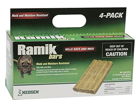 NEOGEN RODENTICIDE Ramik Mouse and Rat Bars Box, 4-Pound