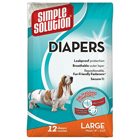 Simple Solution Disposable Diapers for Dogs, Large, Pack of 12