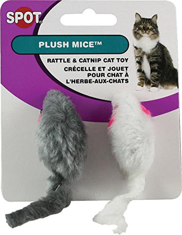 Ethical Plush Mice with Rattle and Catnip Cat Toy, 2-Pack