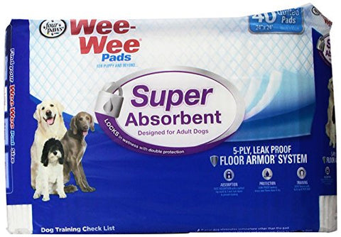 Four Paws Wee-Wee Super Absorbent Dog & Puppy Pads, 40 Ct