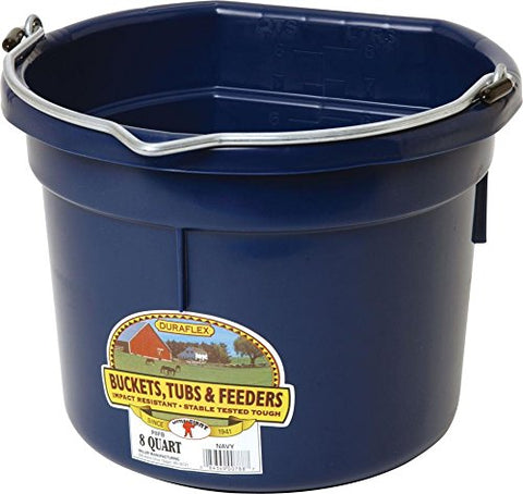 Little Giant Flat-Back Dura-Flex Plastic Bucket, 8-Quart, Navy Blue