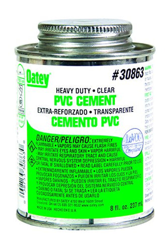 Oatey 30863 PVC Heavy Duty Cement, Clear, 8-Ounce
