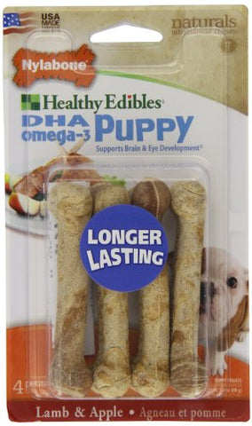 Nylabone Healthy Edibles Puppy Chew Treats, Lamb & Apple, Petite, 4 Count