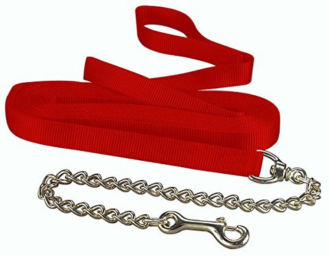 Hamilton Thick Nylon Horse Longe Line with Snap Chain, 24-Inch/26-Feet, Red