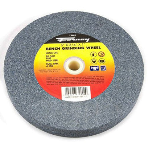 Forney 72402 Bench Grinding Wheel, Vitrified with 1-Inch Arbor, 80-Grit, 6-Inch-by-3/4-Inch