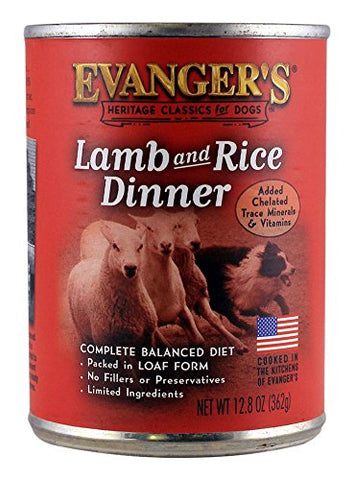 EVANGER'S Classic Lamb and Rice Dinner for Dogs, 12 Pack, 13-Ounce Cans