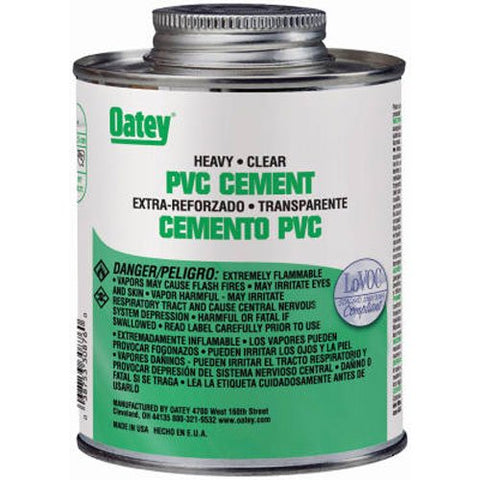 Oatey 30876 PVC Heavy Duty Cement, Clear, 16-Ounce