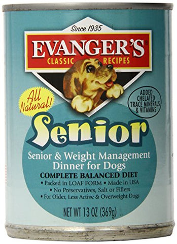 EVANGER'S 776481 12-Pack Natural Classic Senior Dinner, 13-Ounce