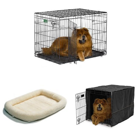 36-Inch Double Door iCrate with Fleece Bed and Cover