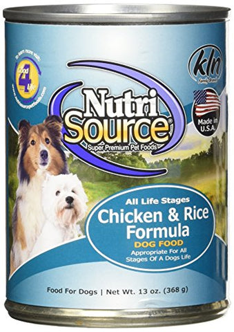 TUFFY'S PET FOOD 131300 Tuffy NutriSource 12-Pack Chicken and Rice Canned Food for Dogs, 13-Ounce