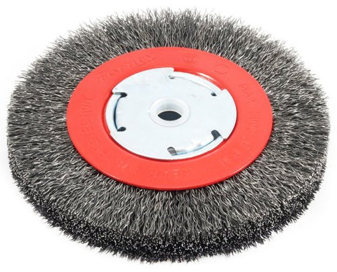 Forney 72750 Wire Bench Wheel Brush, Narrow Face Coarse Crimped with 1/2-Inch and 5/8-Inch Arbor, 6-Inch-by-.014-Inch