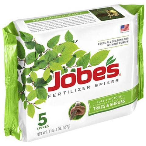 Jobe's Tree Fertilizer Spikes, 16-4-4 Time Release Fertilizer for All Shrubs & Trees, 5 Spikes per Package