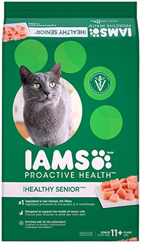 Iams PROACTIVE HEALTH Healthy Senior (11 Years Old and Older) Chicken Recipe Dry Cat Food, (1) 16 Pound Bag, Cat Food, Real Chicken in Every Bite