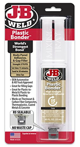 J-B Weld 50133 Plastic Bonder Structural Adhesive Syringe - Dries Tan - 25 ml
