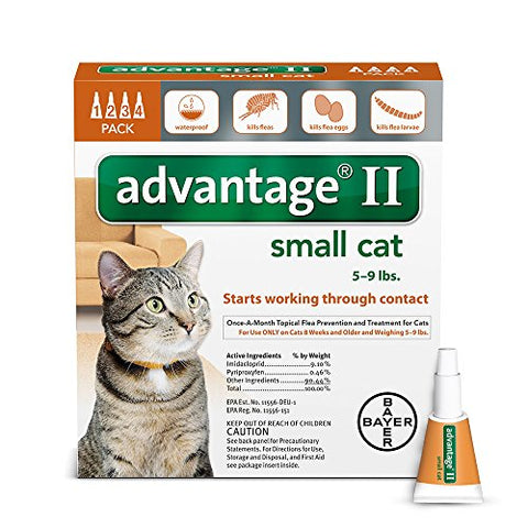 Bayer Advantage II Flea Treatment for Small Cats, 5-9 lb, 4 doses