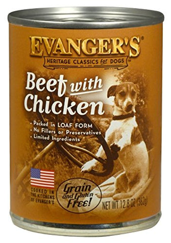 Evangers 12-Pack Natural Classic Beef with Chicken Supplement for Dogs, 12.8-Ounce