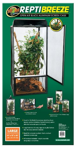 Zoo Med ReptiBreeze Open Air Screen Cage, Large, 18 x 18 x 36-Inches