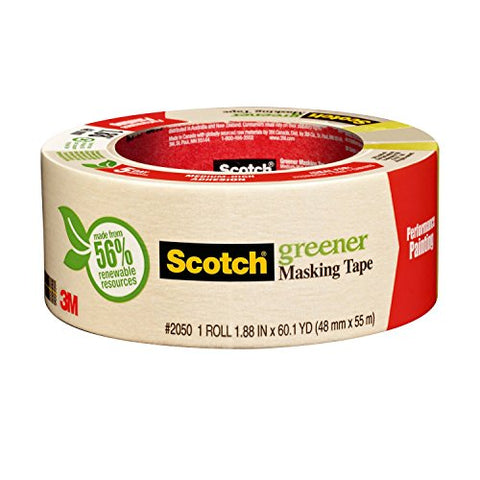 3M 2050 Scotch Masking Tape for General Painting, 1.88-Inch x 60.1-Yard, 1-Pack