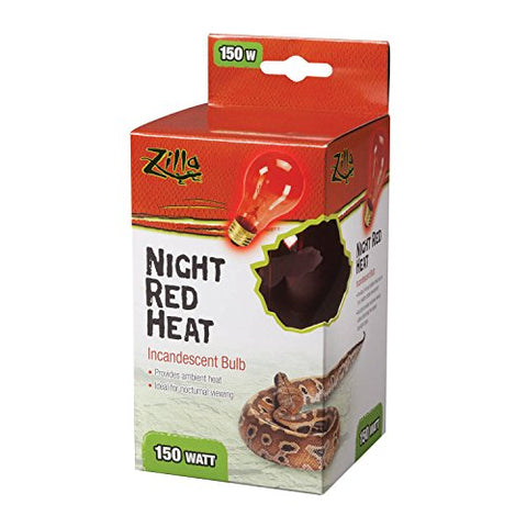 Zilla Reptile Terrarium Heat Lamps Incandescent Bulb, Night Red, 150W