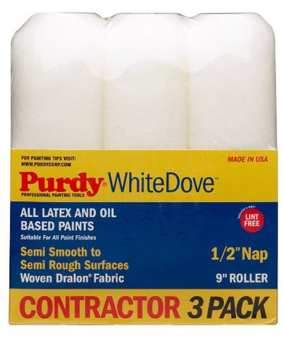 3 Pack Roller Covers White Dove 9" x 1/2 Nap