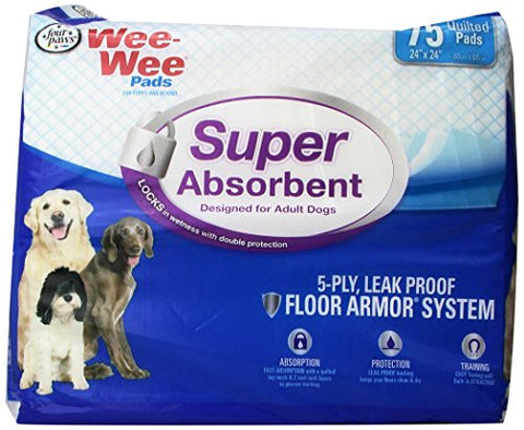 Four Paws Wee-Wee Super Absorbent Dog & Puppy Pads, 75 Ct