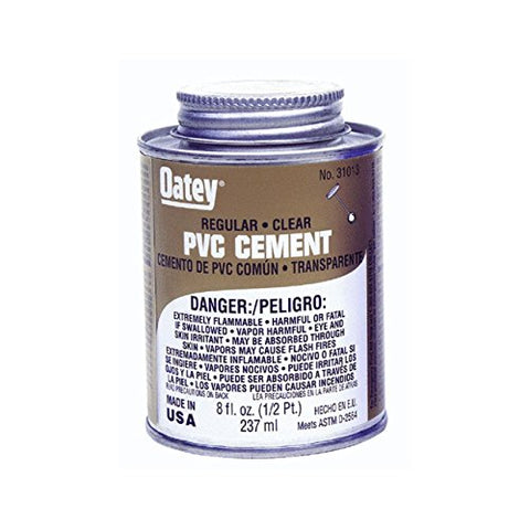 Oatey 31013 PVC Regular Bodied Cement, 8 oz Can, Clear (Case of 24)