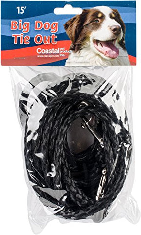 Coastal Pet Products DCP33315BLK Nylon Poly Big Dog Tie Out, 15-Feet, Black