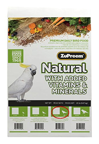 ZUPREEM 230356 Natural Medium/Large Bird Food, 20-Pound