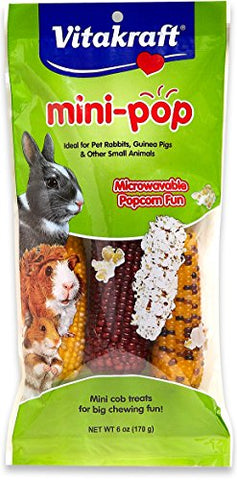 Vitakraft Mini Pop - Microwavable Mini Corn Cob Treats for Pet Rabbits, Guinea Pigs and Other Small Animals, 6.0 Ounce Bag