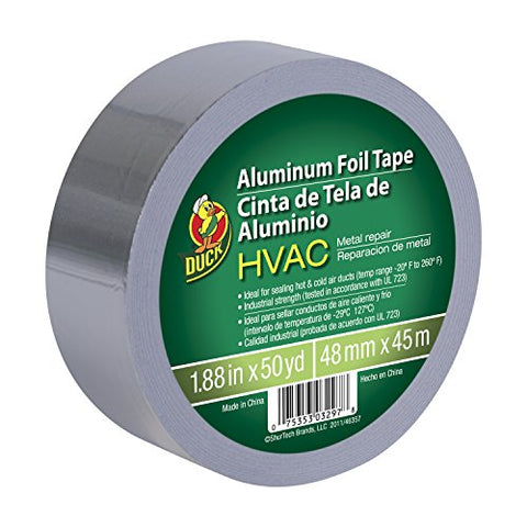 Duck Brand 240225 HVAC UL 723 Metal Repair Aluminum Foil Tape, 1.88-Inch by 50 Yards, Single Roll, Silver