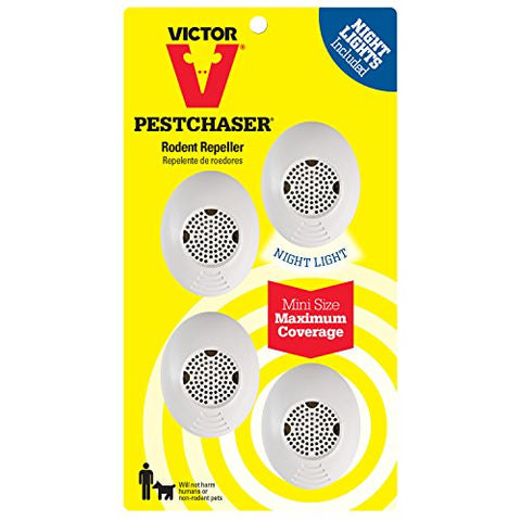 Victor Mini M754SN Ultrasonic Rodent Repeller with Nightlight, 4-Pack (Not available in HI, NM, PR)