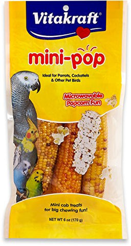 Vitakraft Mini Pop - Microwavable Mini Corn Cob Treats for All Pet Birds, 6.0 Ounce Bag