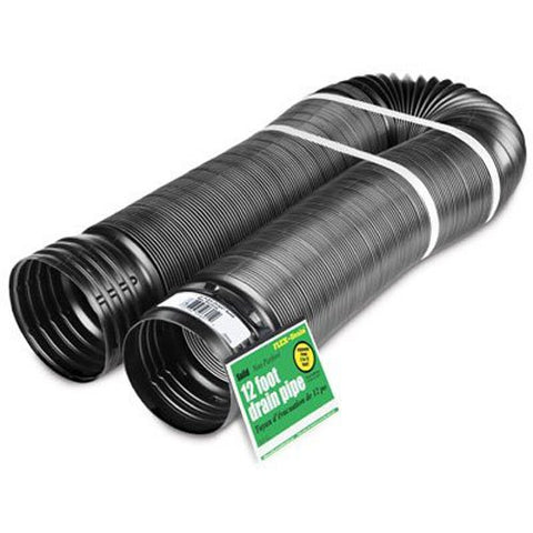 Flex-Drain 51710 Flexible/Expandable Landscaping Drain Pipe, Solid, 4-Inch by 12-Feet
