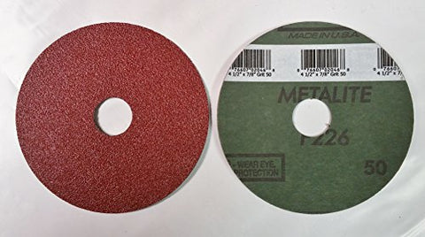4-1/2" x 7/8" Fiber Resin Sanding Disc, A/O, 50 Grit, Norton, 25pk