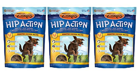 Zuke's Hip Action Natural Dog Treats, 1 lb, Pack of 3