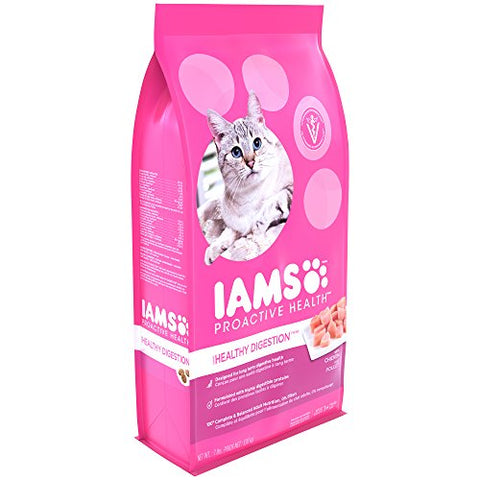Iams PROACTIVE HEALTH Healthy Digestion Dry Cat Food (1) 7 Pound Bag, Real Chicken in Every Bite