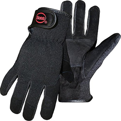Boss Gloves 4030L Guard Black Reversed Cowhide Mechanic Glove, Large