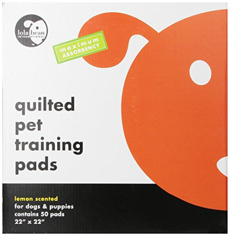 Lola Bean International 22-Inch by 22-Inch Quilted Pet Training Pads, Lemon Scent, 50 Count