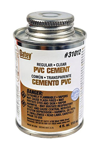 Oatey 31012 PVC Regular Cement, Clear, 4-Ounce