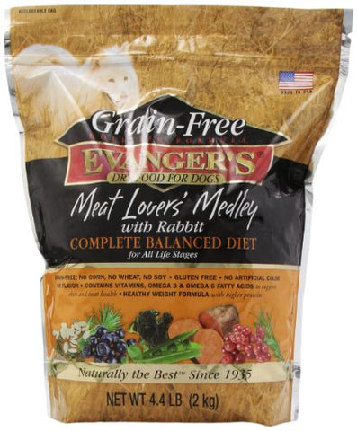 EVANGER'S Grain Free Meat Lover's Medley with Rabbit Dry Dog Food, 4.4-pound
