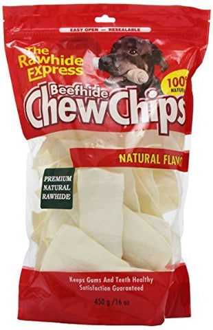 The Rawhide Express Natural Rawhide Strips/Chips Dog Chew, 16 oz 450 g